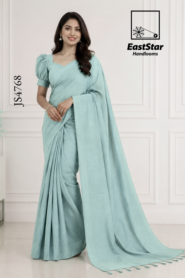 Light Seafoam Shade Handloom Silk Saree JS4768 Light Seafoam Shade Handloom Silk Saree JS4768