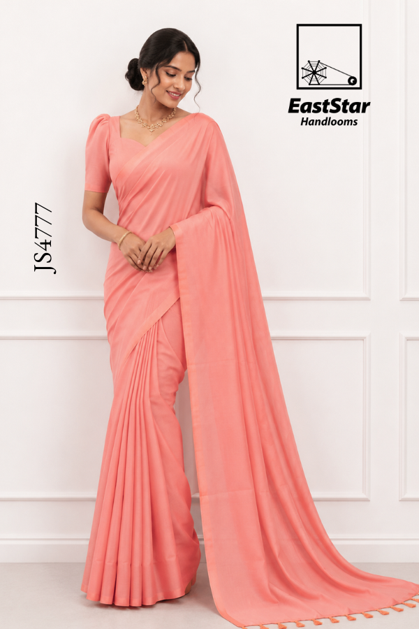 Soft Peach Handloom Silk Saree JS4777 Soft Peach Handloom Silk Saree JS4777