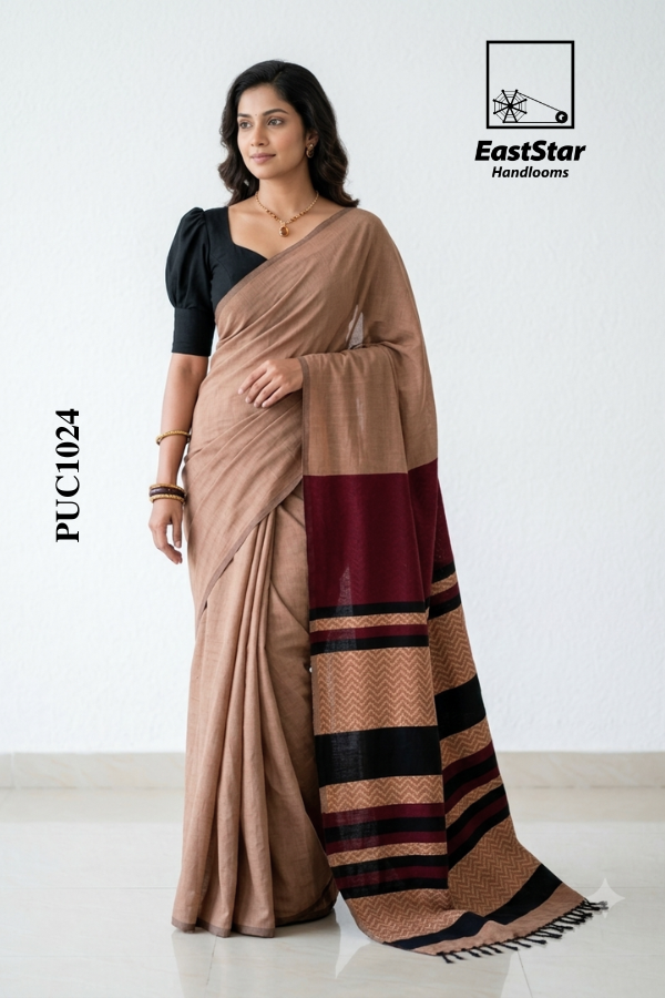 Sand Beige  Handloom Cotton Saree PUC1024