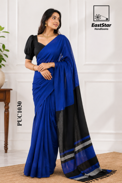 Blue Handloom Cotton Saree PUC1030