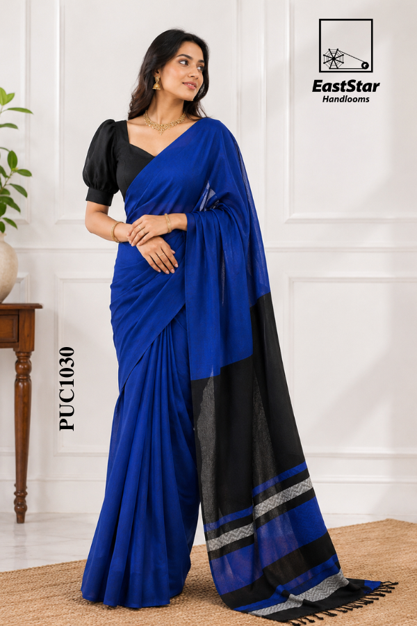 Blue Handloom Cotton Saree PUC1030