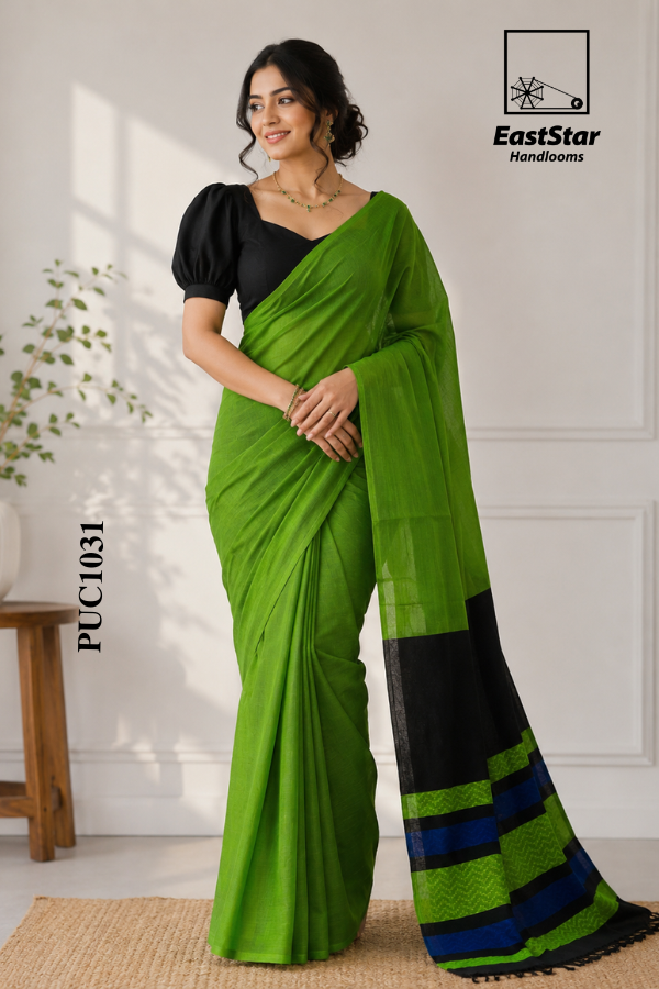 Green  Handloom Cotton Saree PUC1031